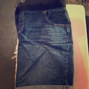 Denim maternity shorts